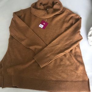 Camel colored turtleneck sweater